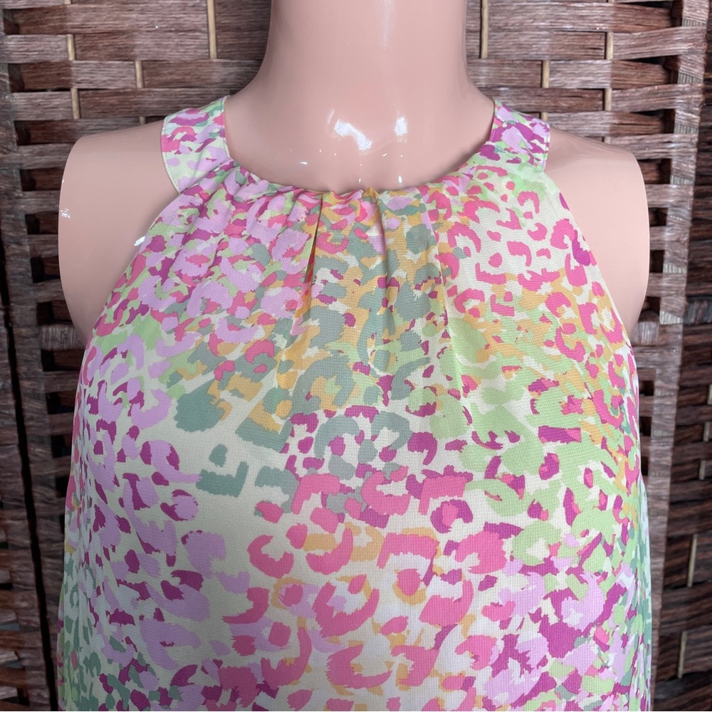 Sleeveless Pastel Animal Print Midi Dress, Boho Dopamine Rainbow Party,Size 12. - Picture 2 of 9